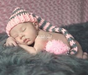 Baby Crochet Long Tail Elf Hat, Baby Crochet Elf Hat, Newborn Hat